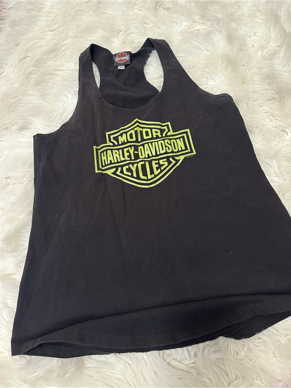 Harley-Davidson Black Racerback Tank with Neon Yellow Logo